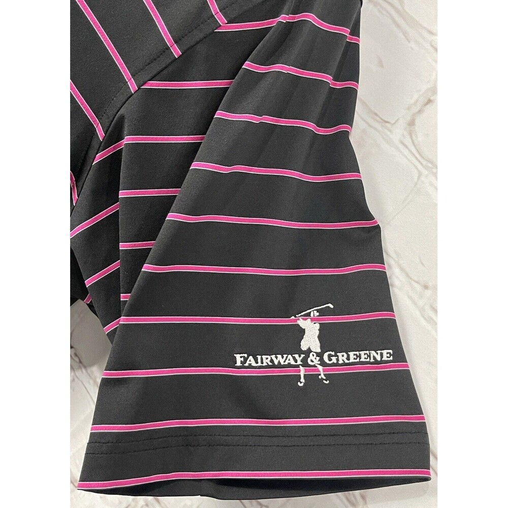 Fairway & Greene "Golfweek" Polo Shirt Men's Black w/Purple Stripes Size XL - Picture 7 of 11